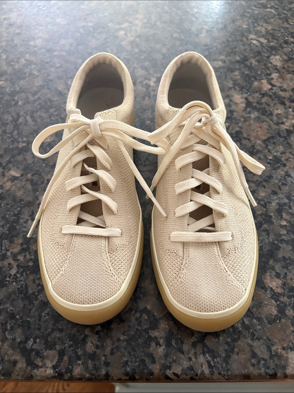 Rothy's Beige Knit Lace-Up Sneakers